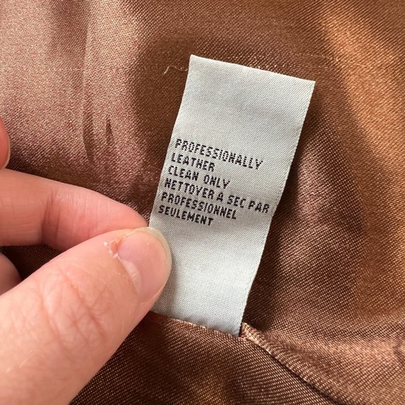 Stunning Vintage Parisian Oversized Leather Camel Tan Blazer Jacket Coat Preppy - Picture 8 of 9